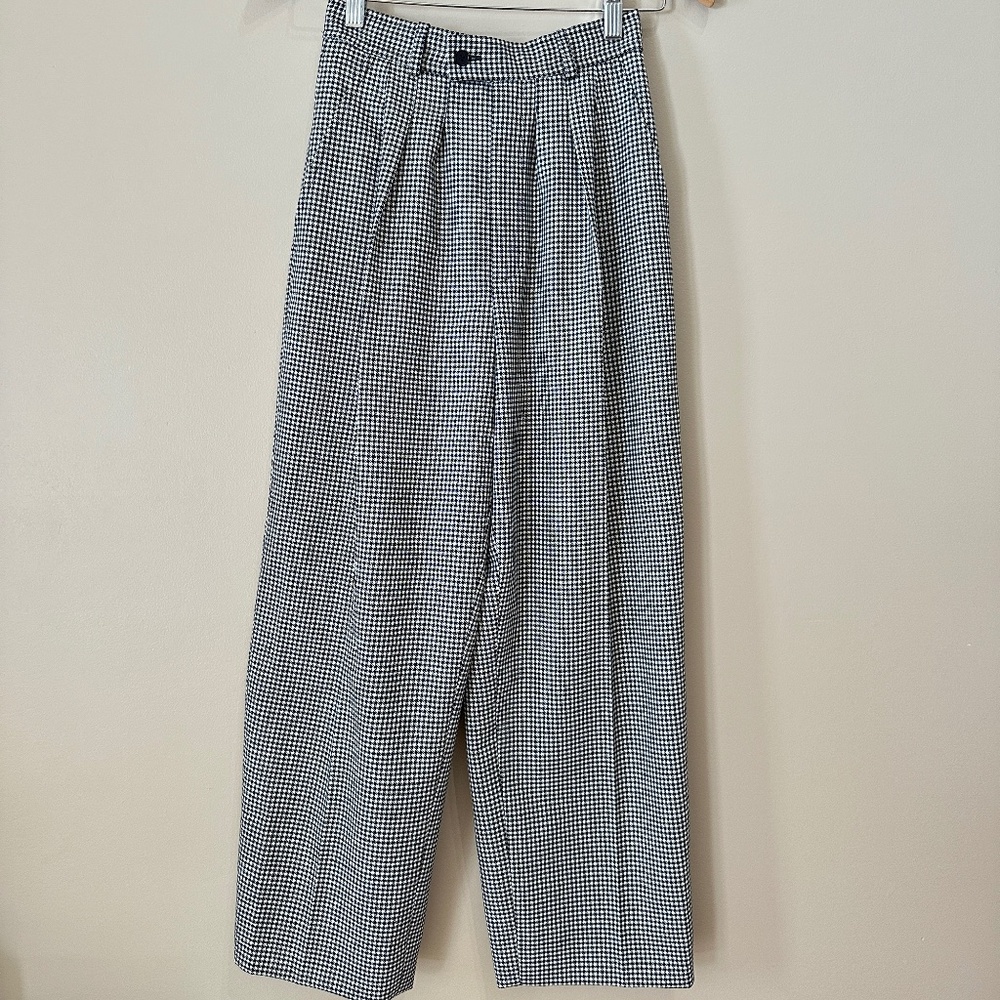 YSL Vintage Pleat Front Pants White and Black Plaid